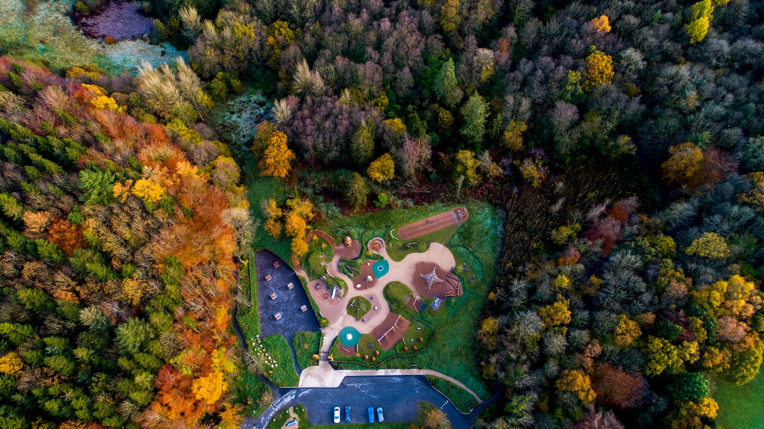 Adventurous natural play park at Rossmore Forest Park, Co Monaghan