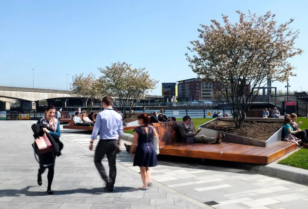 Rooftop public realm at Donegal Quay, Lagan waterfront Belfast