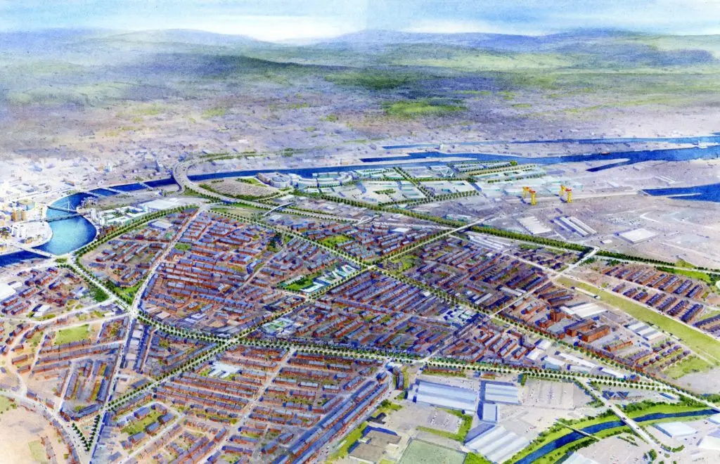 East Belfast Regeneration strategic masterplan; improving place quality, connectivity and shared community spaces.