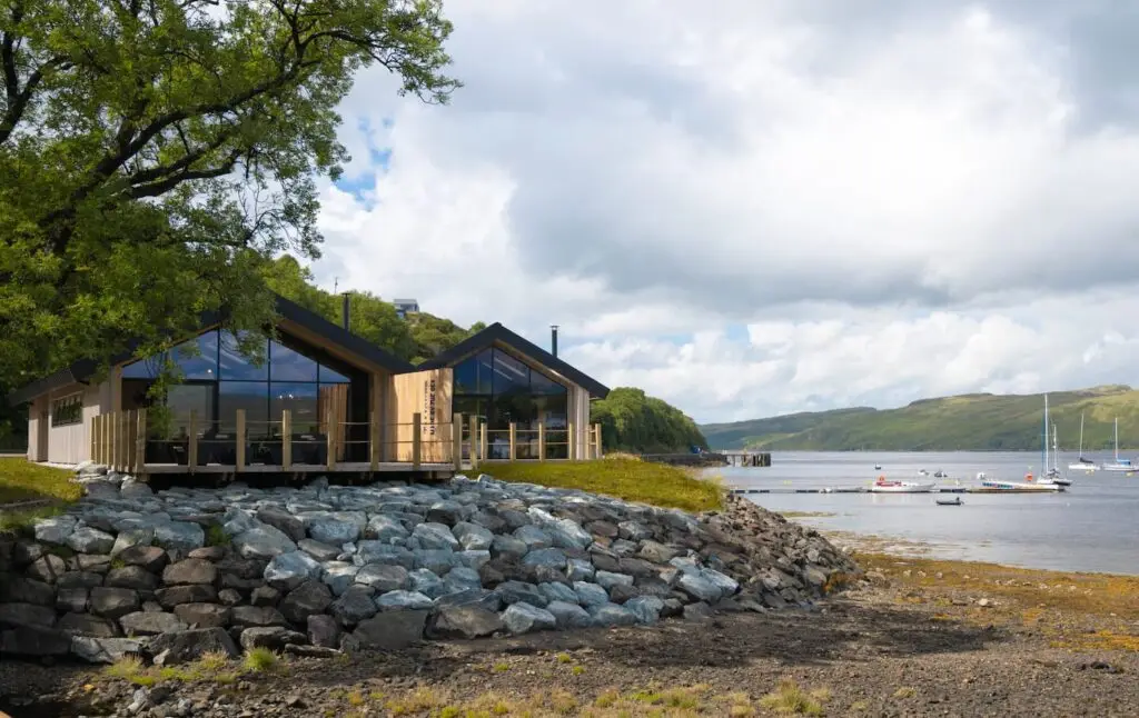 Cafe and private client bar at Talisker Distillery, Carbost, Isle of Skye