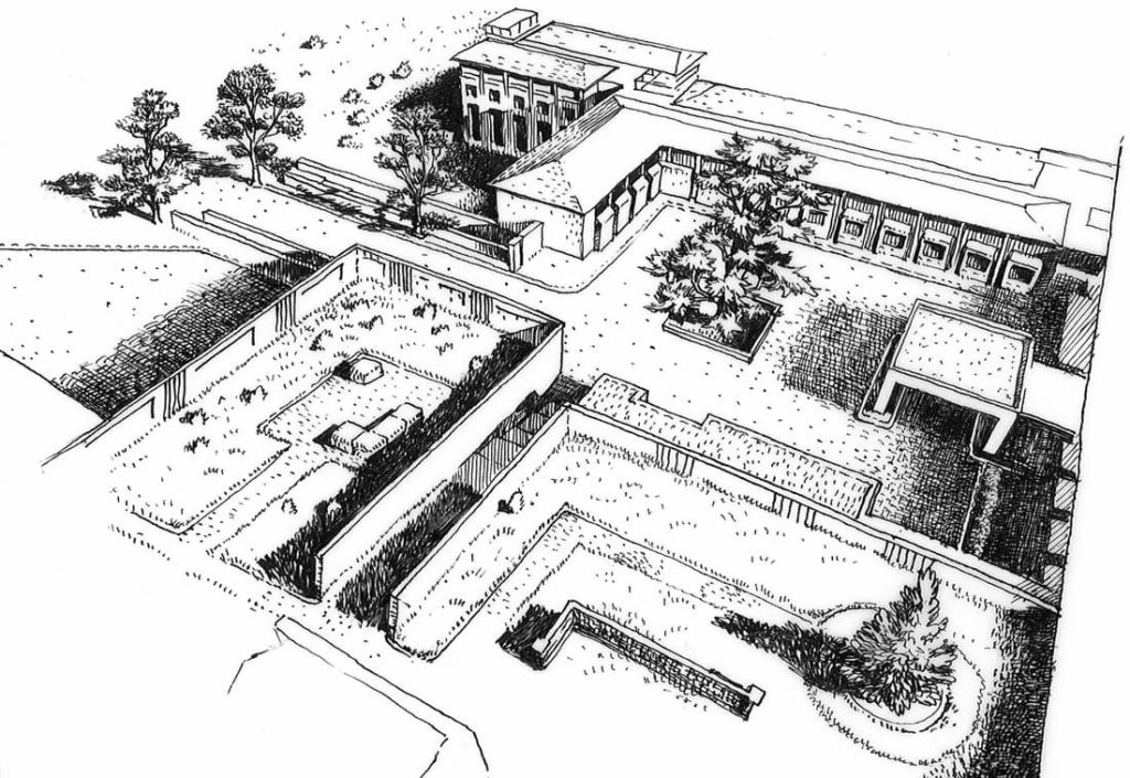 hand drawn visualisation of proposed courtyard and arrival at Dalquharran Castle