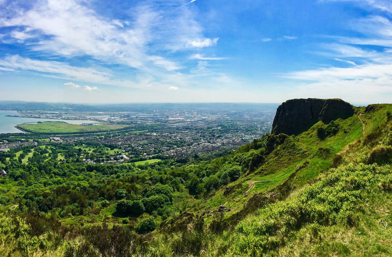 View towards Belfast from Cave Hill Country Park, Northern Ireland.